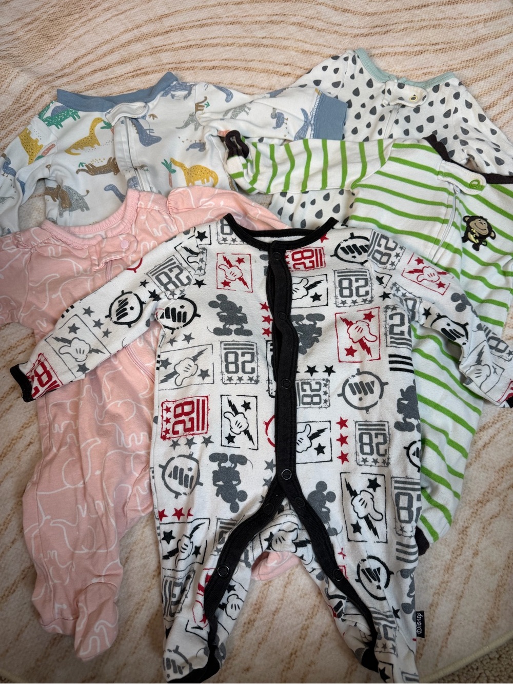 Assorted 0–3 Months Soft Long-Sleeve Baby Pajamas & Footies